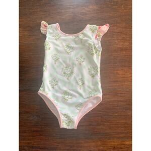 Sweet Honey Green Floral Swimsuit - Size 2T